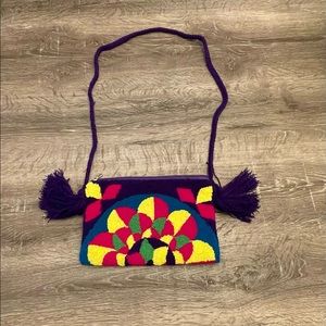 Authentic 100% Wayuu tapizado clutch bag, multicolor